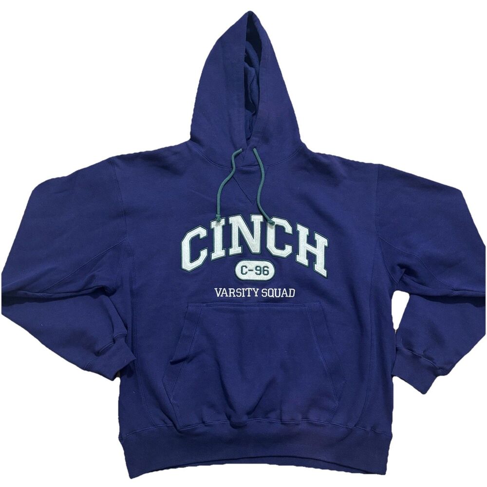 Cinch Hoodie Mens Medium Blue Fleece Graphic Pullover Western Rodeo